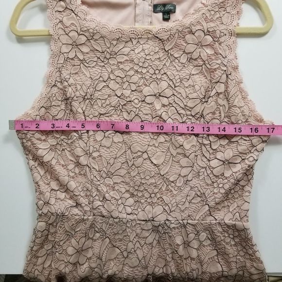 Lace Fit and Flare Dress LILY ROSE Pink/Grey - Picture 11 of 12